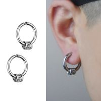 2pc Fake Hoops Men Stainless Steel Painless Clip on Ear Earrings for Teens Women Male Punk Cool Stuff Non Piercing Without Holes