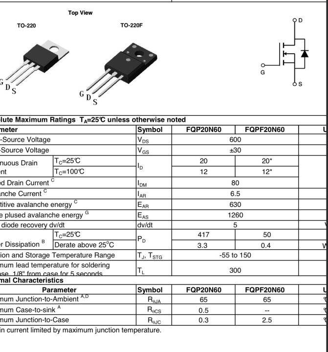 mosfet-20n60-มอสเฟส-20a600v-อินเวอร์เตอร์-inverter-ตัวใหญ่-20n60c-20n60c3