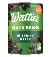 วัตตี้ ถั่วดำในน้ำแร่กระป๋อง 400 กรัม - Black Beans in Spring Water 400g Watties brand