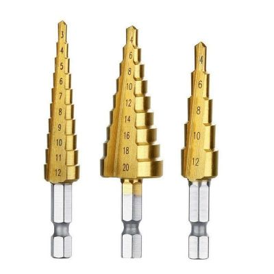 【DT】hot！ 3-12mm/4-12mm/4-20mm Straight Groove Bit Titanium Coated Wood Metal Hole Cutter Core Cone Drilling Tools Set