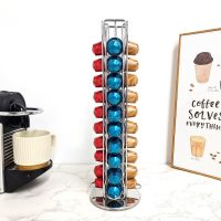 Nespresso ที่วางฝักแบบแคปซูล,40ชิ้นชั้นวางแบบหมุนได้ชั้นวางกาแฟแคปซูลชุบดำที่วางโลหะคุณภาพสูงแบบหมุนได้