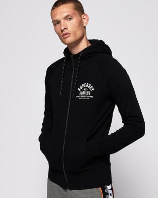 SUPERDRY SURPLUS GOODS ZIPHOOD - ฮู้ดดี้ เสื้อฮู้ดแบบมีซิป สำหรับผู้ชาย สี Jet Black