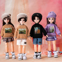 (ร้อน) 16 BJD ตุ๊กตาครบชุด30เซนติเมตรเด็กทารกสาวตุ๊กตาเสื้อกันหนาวหมวกหมวกถุงเท้ารองเท้าผ้าใบบอลปล้อง DIY แต่งตัวของเล่นสำหรับของขวัญเด็ก