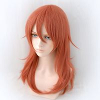 Chainsaw Man Cosplay Angel Devil 50Cm Long Wig Christmas Dark Orange Color Wig Cosplay Anime Wigs Heat Resistant Synthetic Wigs