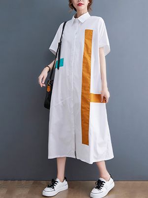 XITAO Shirt Dress Simplicity Casual Loose Fashion Women