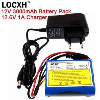 【support】 【Tech-savvy】 12V 2200MAh 3000MAh Li-Ion 3500MAh 18650 Lithium Pack DC 12.6V กล้องวงจรปิด + 1A Charger