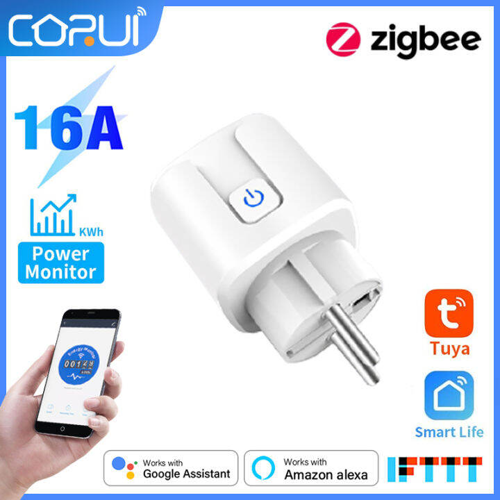 corui-tuya-zigbee-16a-สหภาพยุโรปซ็อกเก็ตเสียบจอภาพไฟฟ้า-app-ไร้สายอะแดปเตอร์ควบคุมระยะไกลการควบคุมเสียง-alexa-บ้านสมาร์ท