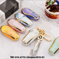 Soft TPU Car Key Case 4ปุ่มรีโมทคอนลป้องกันทนทานอุปกรณ์เสริมสำหรับ BYD Qin Plusdmi Atto 3 Han EV Dolphin