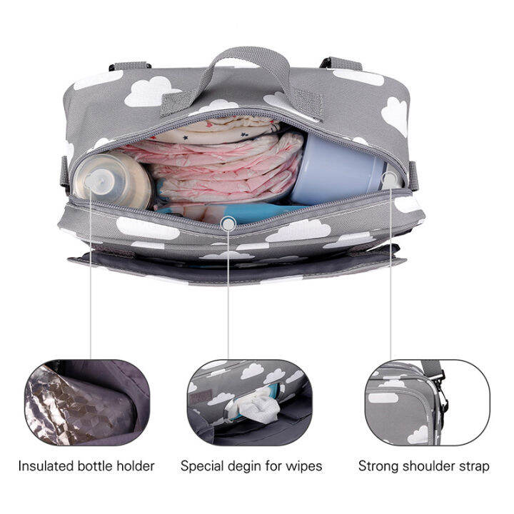 hamshmoc-กระเป๋าผ้าอ้อมเด็กทารกกันน้ำรถเข็นเด็กแบบพกพาน้ำหนักเบา-essential-เด็กทารกแบบสะพายพาดลำตัวกระเป๋าเครื่องสำอางอเนกประสงค์พร้อมสายรัดรถเข็นสำหรับการเดินทาง