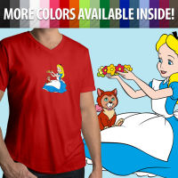 Alice in Wonderland Cat Kitty Dinah Dasney คลาสสิกน่ารัก Mens TEE เสื้อยืด