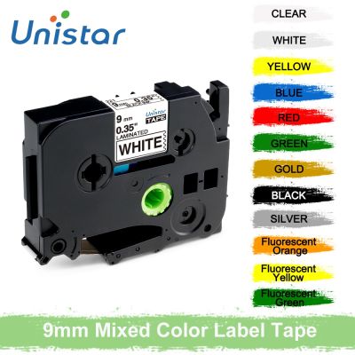 ♙☃▣ Unistar TZ-221 Label Tape Compatible for Brother Label Printer 9mm Combo Set Laminated Supplie Label Maker tz221 TZ621