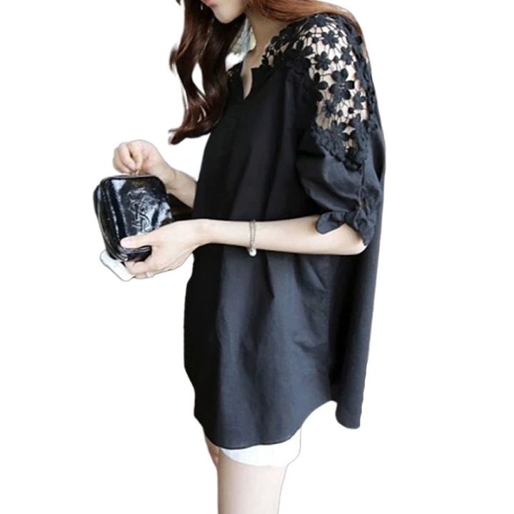 ฤดูร้อนเวอร์ชั่นเกาหลีใหม่ของเสื้อลายจุดผู้หญิงแขนสั้นเสื้อเชิ้ตหลวมขายส่งผ้าที่สะดวกสบาย