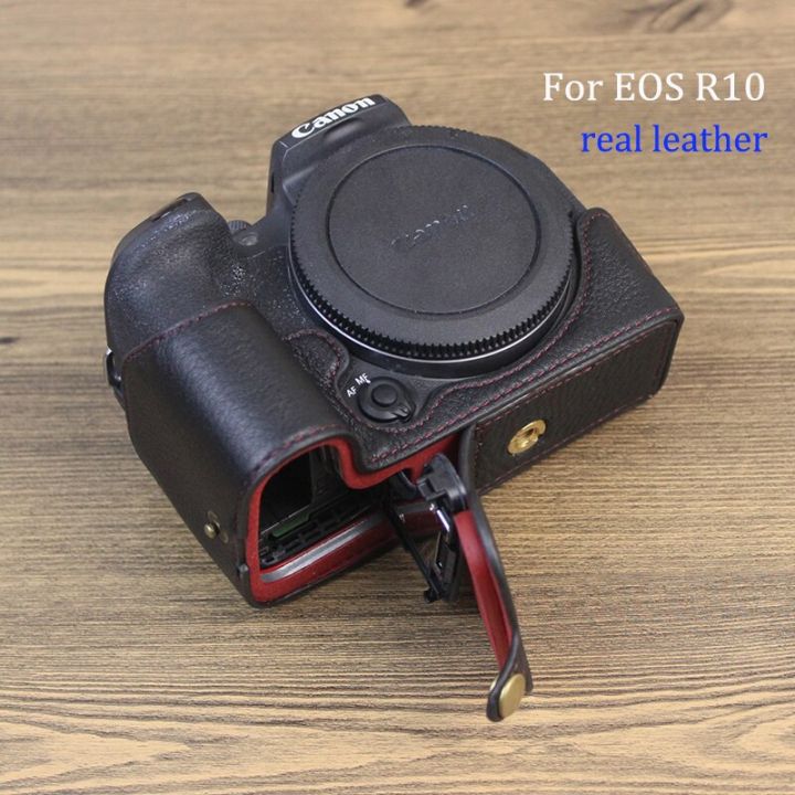 genuine-real-leather-case-camera-bag-for-canon-eos-r10-half-body-base-cover-with-bottom-port