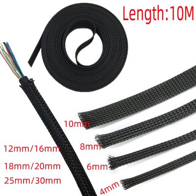 1/5/10/50/M Black Insulated Braid Sleeving 4/6/8/10/12/16/18/20/25/30mm Tight PET Wire Cable Gland Protection Cable Sleeve