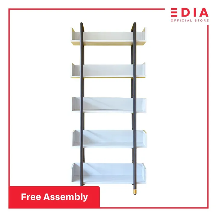 EDIA Asher Bookshelf 80cm Minimalist and Modern Design, Wooden/Metal