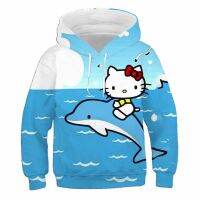 Sudadera con capucha Kawaii de Hello Kitty para niños, Ropa para Niñas y bebés, chaqueta con capucha 3D de moda, suéter para bebés, Top bonito