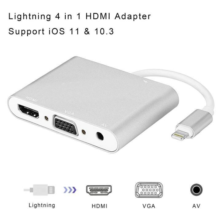 ∏▩ CÁP CHUYỂN ĐỔI LIGHTNING TO DIGITAL AV MULTIPORT HDMI VGA AUDIO ADAPTER  