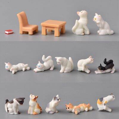 Miniatures Cute Cat Set Home Accessories Mini Kittens Micro Landscape Decoration Fairy Garden Miniature Scene Layout Accessories