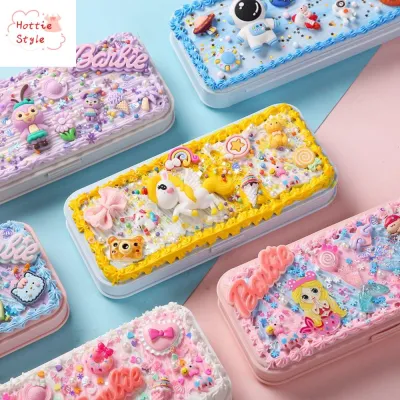 DGJKF พวงกุญแจ diy Cinnamoroll กล่องดินสอ DIY เครื่องมือ guka กล่องดินสอกาวสีครีม แพ็คเกจวัสดุ กล่องเครื่องเขียน DIY ของเล่นสำหรับเด็ก