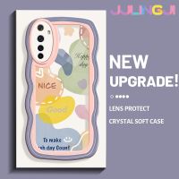 Jjlingji เคสสำหรับ Realme 6 6S Narzo เคสแฟชั่นดีสุขสันต์วันดีไซน์ใหม่ครีมขอบคลื่นนุ่มกันกระแทกแบบใสเคสมือถือโปร่งใสลายกล้องถ่ายรูปเรียบง่ายปลอกป้องกันอ่อนโยน