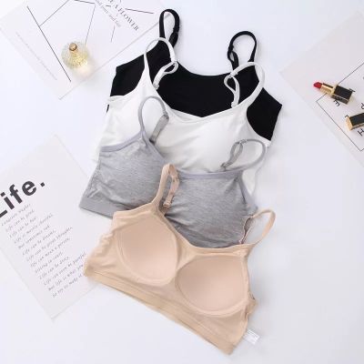 [COD] Cup one-piece camisole with chest pad female bra top underwear close-fitting sexy inner summer base