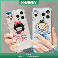 Hanney สำหรับ iPhone 15 14 13 12 11 Pro Max Plus เปลือกโทรศัพท์มือถือ น่ารักตัวการ์ตูน ตัวละคร ปลอกกาวป้องกันการกระแทก magsafe ชาร์จไร้สาย ปกหลังโปร่งใส CPH-01