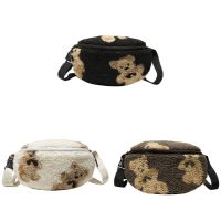 Cute Bear Fluffy Fur Waist Pack Women Casual Soft Phone Holder Belt Bum Bag Female Travel Sport Crossbody Chest Purse Waist Bag Running Belt