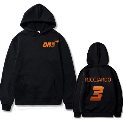 เสื้อมีฮู้ด DR3 McLaren F1ใหม่ฤดูใบไม้ผลิ2022เสื้อฮู้ดชุดแข่งรถสีทึบ3มิติของผู้หญิงเสื้อกันหนาวลำลอง3XL ขนาดยุโรปแท้