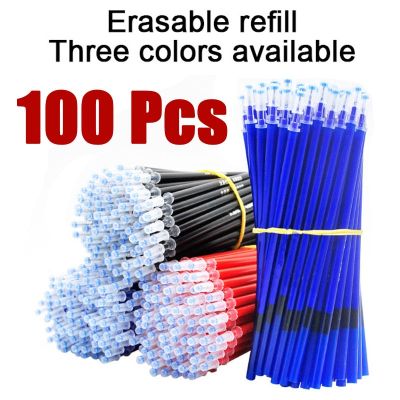 100 Pcs/set Erasable Refill Erasable Pens Blue/Black/Red Gel Pen Writing Stationery for Notebook School Supplies