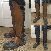 Steampunk Vintage Half Chaps Gaiter หนัง Greaves ยุคไวกิ้งนักรบอัศวินขาเกราะสำหรับผู้ชายคอสเพลย์เครื่องแต่งกาย Accessories