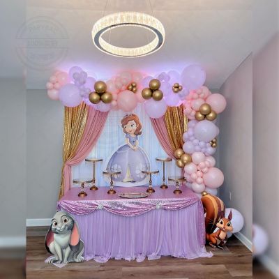 97PCS Disney Cartoon Princess Sofia Latex Ball Balloon Purple Arch Set Birthday Party Wedding Decoration Baby Shower  Props Artificial Flowers  Plants
