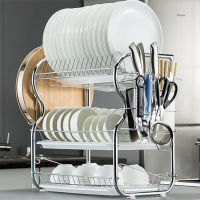 3 Tier Kitchen Chrome Dish Drainer Cutlery Cup Plates Holder Sink Rack Drip Tray
