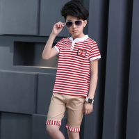 Fashion Boys Sets Clothing Children Tracksuit For Boys T-Shit Pants 2Pcs Boys Striped Sport Suits Summer Casual Kids Teens Toddler Clothes