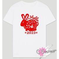 #ถูกสุด เสื้อยืด พิมพ์ลายปีใหม่จีน RABBIT HELLO 2023