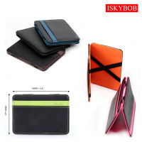 ISKYBOB New Hot Sale Uni Leather Magic Money Clips Wallet Para Carteras Card &amp; ID Holder Clamp Money Case With Elastic Band