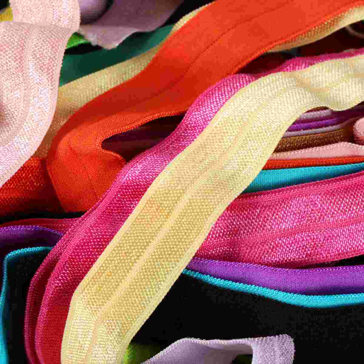 วงยืดหยุ่นจักรเย็บผ้าถักสายยืดพับกว่าสตริงริบบิ้นพับสี-s-pool-เชือกถักไนล่อนผูกพันวงที่มีสีสัน