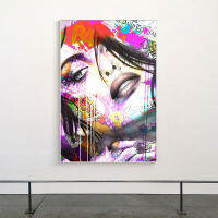 Graffiti ผู้หญิงสีชมพูริมฝีปากบทคัดย่อโปสเตอร์พิมพ์ภาพวาดผ้าใบ Wall Art รูปภาพโรงแรมบาร์ตกแต่งห้องนั่งเล่น0823