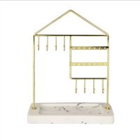 Metal Storage Rack with Marble Base Chic Ins Modern Jewelry Ring Necklace Earring Display Rack Holder Desk Decor
