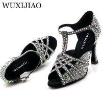 WUXIJIAO Brand Fashion Ballroom Dance Latin Tango Shoes Women Soft Bottom High Heel Women Stable Tricolor Latin Dance