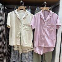 Uniqlo Fitting room spring and summer womens cotton blended pajamas short-sleeved shorts set simple and comfortable home clothes C455420