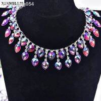 1Yard Colorful Rhinestone Tassel Fringing Chain Crystal AB Teardrop Trim Wedding Dress Decoration Sewing Necklace DIY Garment