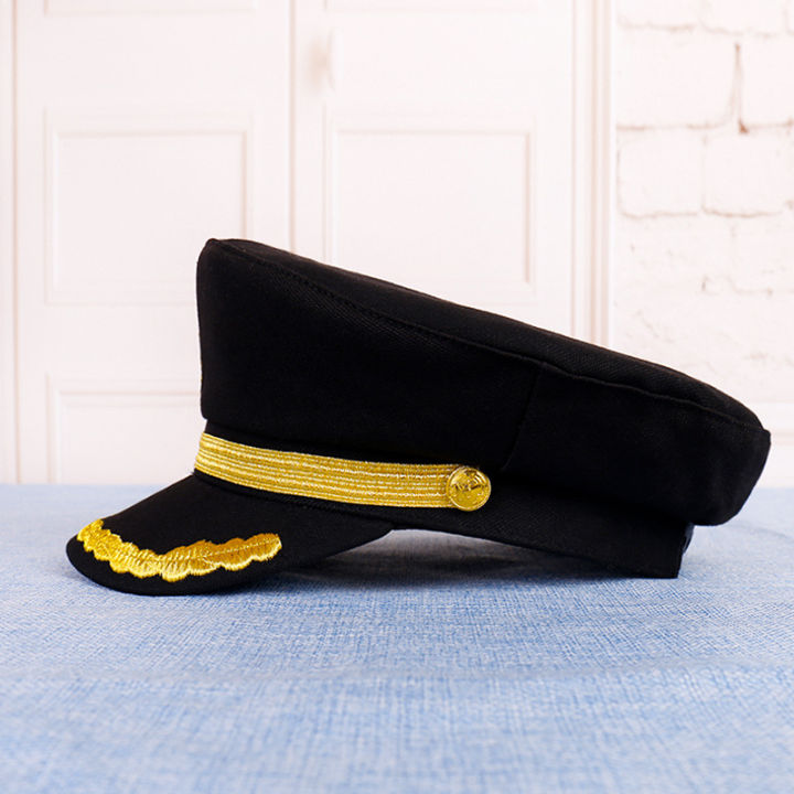 zsheng-หมวกผ้าฝ้ายสำหรับเด็ก-หมวกเครื่องแบบของกัปตัน-หมวกปีกแบนกะลาสี-หมวกนักบิน