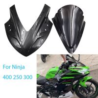 ☢♙สำหรับ Kawasaki Ninja 400 250 300 13-2020 Ninja400 Ninja300 Ninja250ที่กระจกรถจักรยานยนต์กระจกบังลมกระจกหน้ารถที่กำบัง