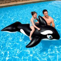 Unisex Swim Ring Airbeds Black Whale Mount Large Inflatable Mount Adult Children Play Water Inflatable Seat Swimwear Pool Float