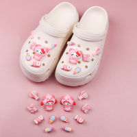 ชุดอุปกรณ์ตกแต่งเครื่องประดับ DIY การ์ตูน Sanrio Crocs Jibbitz น่ารัก10ชิ้น/เซ็ตสำหรับรองเท้า Crocs