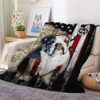 2023 British Bulldog Flannel Blankets American Flag Camo 3D Printed Throw Blanket Office Nap Travel Portable Quilt Dropshipping