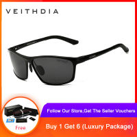 VEITHDIA แว่นกันแดด สไตล์วินเทจ  Polarized ผลิตจากวัสดุแมกนีเซียมอลูมิเนียม แว่นตากันแดด แว่นโพลาไรซ์ สำหรับผู้ชาย – 6520