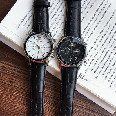 นาฬิกาสำหรับผู้ชาย Original Armanis คุณภาพสูงผู้ชายนาฬิกาควอตซ์ธุรกิจแฟชั่นสบายๆทั้งหมดของผู้ชายนาฬิกาเต็มรูปแบบสามขาสายหนัง