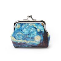 卐✎❡ 1PC Famous Van Gogh Oil Printing Small Wallet For Women Landscape Flower Pattern Mini Hasp Coin Purses Money Card Handbags