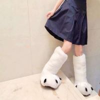 [NEW EXPRESS] Fashion Long Fluffy Boots Creative Animal Paw Fur Slides boots Woman Winter 2022 Indoor Bear Slippers